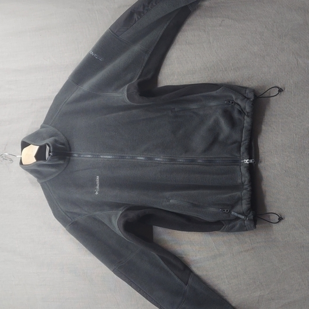 Men's Columbia Titanium Fleece Zip Up Jacket Gray Black Size Medium